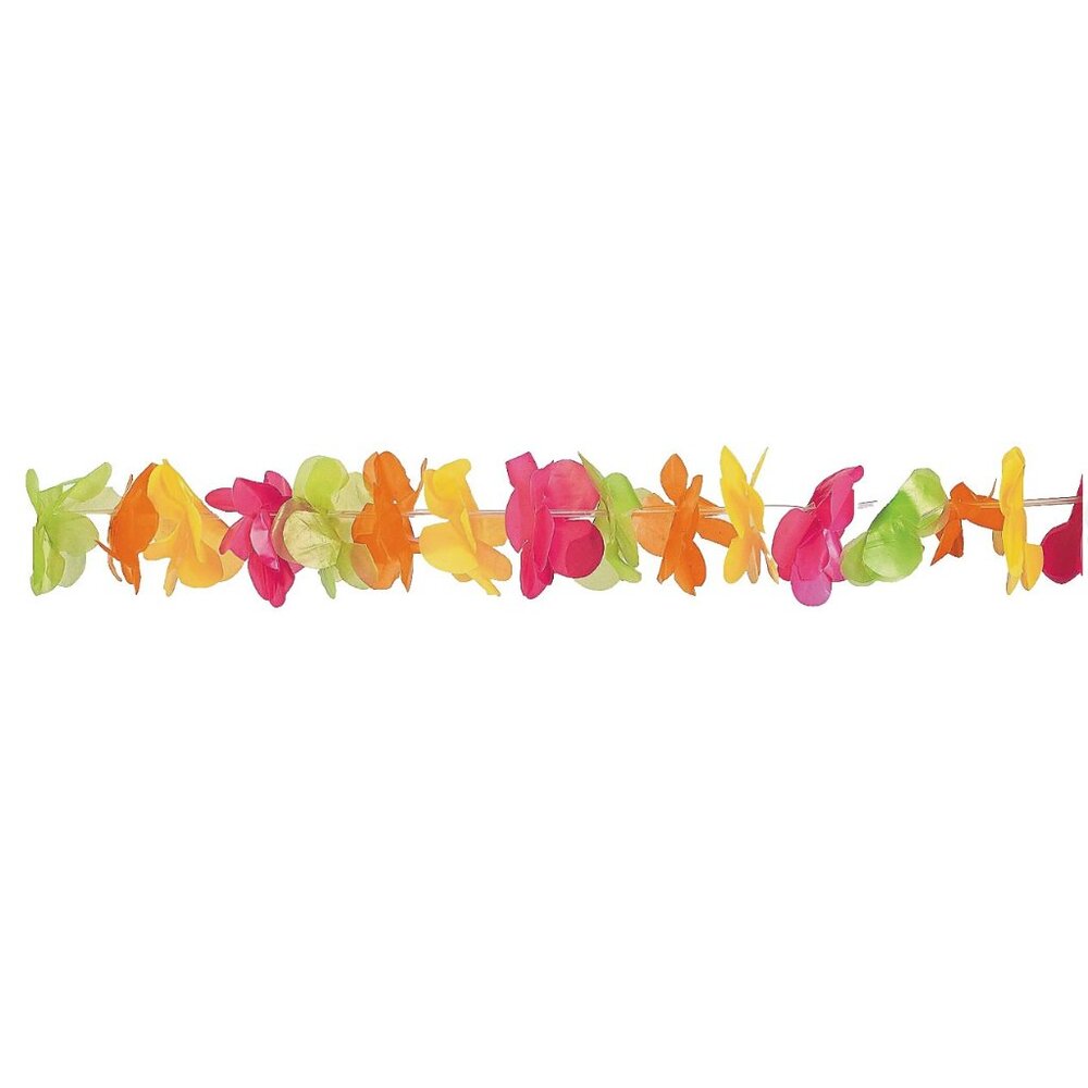 Fun Express 100 Ft x 2 In Multicolored Hawaiian Flower Lei Garland Plastic - Picture 2 of 5